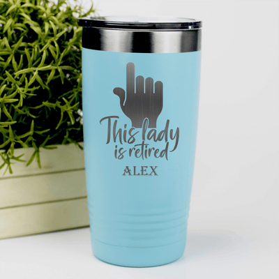 Teal Retirement Tumbler With One Retired Lady Design