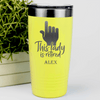Yellow Retirement Tumbler With One Retired Lady Design