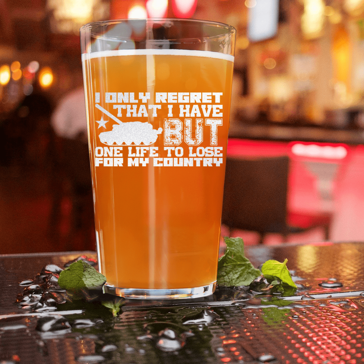 Unique Personalized Only One Life To Lose Pint Glass Customized Military Retirement Pint Glasses Gifts for Men by Groovy Guy