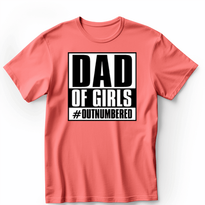 Light Red Mens T-Shirt With Outnumbered Girl Dad Design