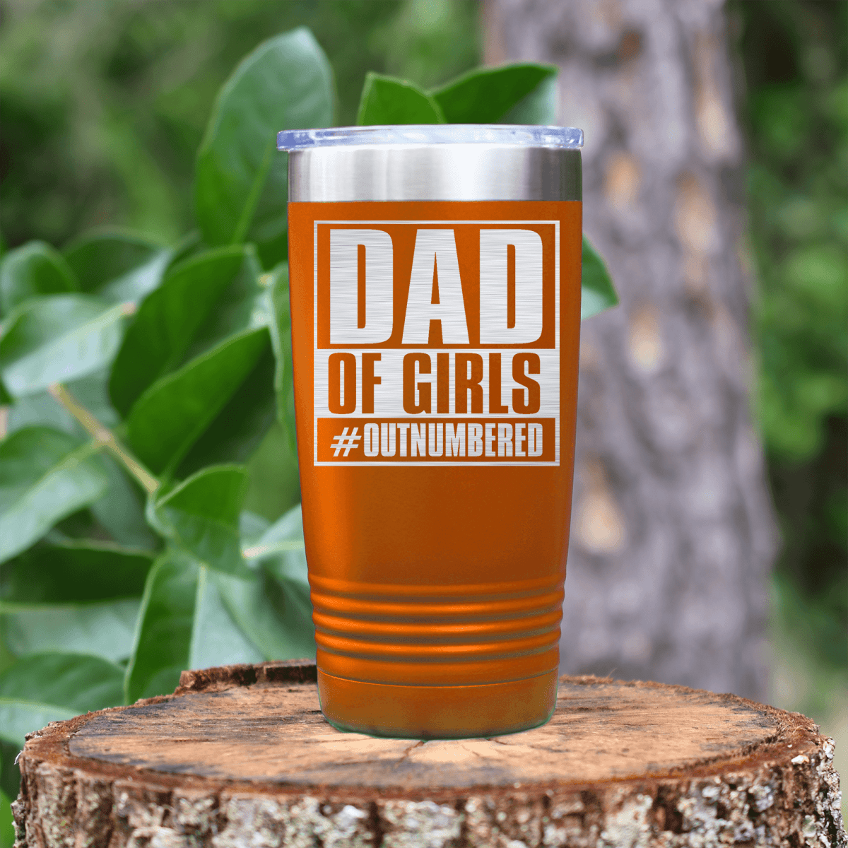 Orange fathers day tumbler Outnumbered Girl Dad