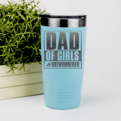Teal fathers day tumbler Outnumbered Girl Dad