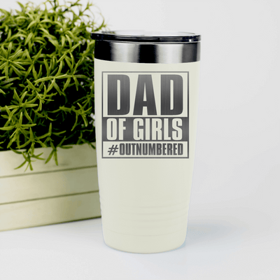 White fathers day tumbler Outnumbered Girl Dad
