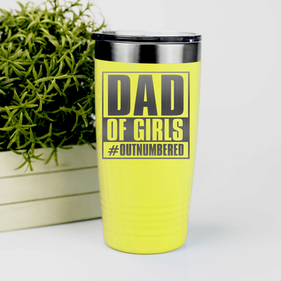 Yellow fathers day tumbler Outnumbered Girl Dad