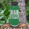 Green Fathers Day Water Bottle With Outnumbered Girl Dad Design