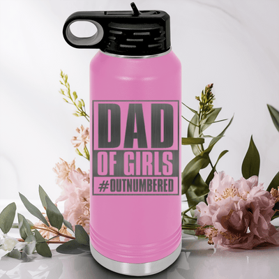 Light Purple Fathers Day Water Bottle With Outnumbered Girl Dad Design
