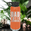 Orange Fathers Day Water Bottle With Outnumbered Girl Dad Design