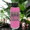 Pink Fathers Day Water Bottle With Outnumbered Girl Dad Design