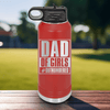 Red Fathers Day Water Bottle With Outnumbered Girl Dad Design