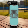 Teal Fathers Day Water Bottle With Outnumbered Girl Dad Design