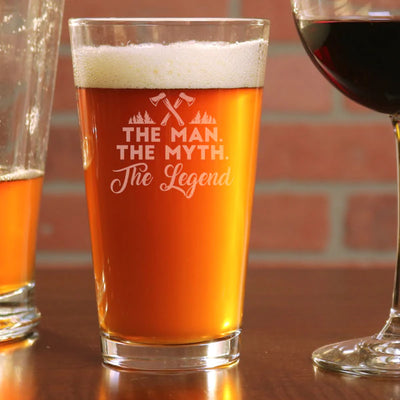 The Man, Myth, Legend 16 oz Pint Beer Glass - Design: THEMAN