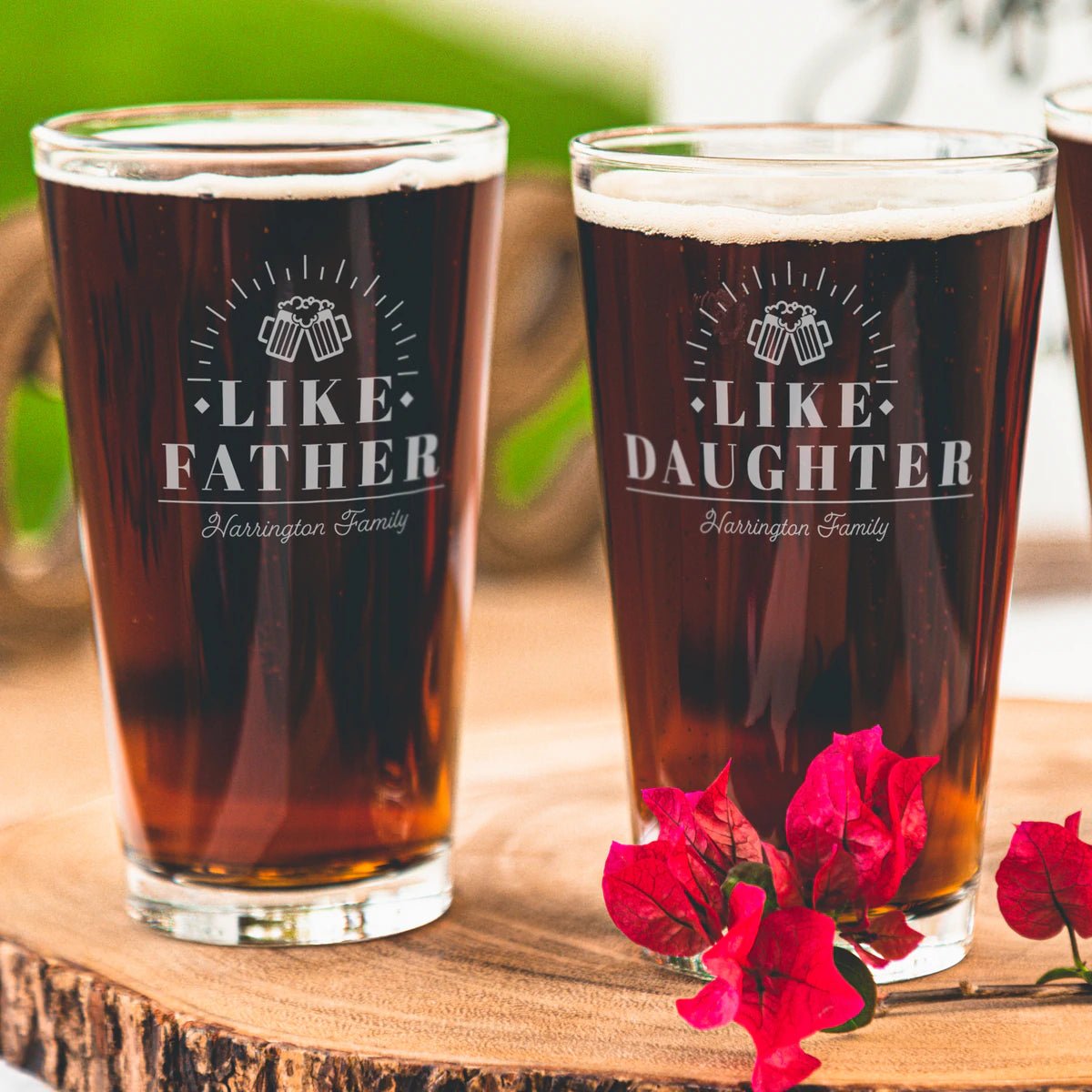 Unique Personalized Like Father Like... Pints - Design: FD12 Customized Drinking Glass Gifts for Men by Groovy Guy