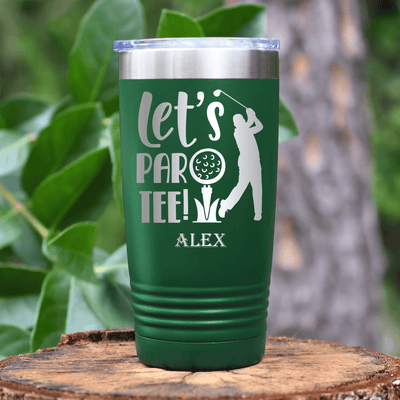 Green Golf Tumbler With Par Tee Time Design