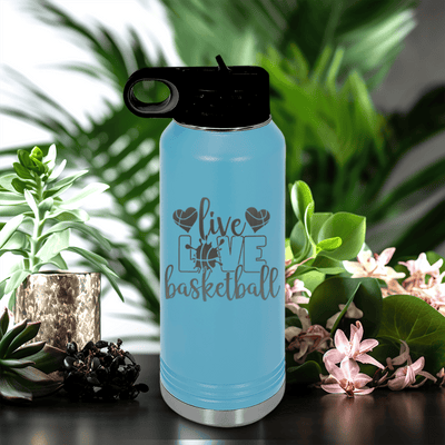 Light Blue Basketball Water Bottle With Passion For The Game Design