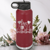 Maroon Basketball Water Bottle With Passion For The Game Design