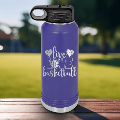 Purple Basketball Water Bottle With Passion For The Game Design