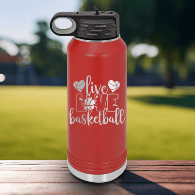 Red Basketball Water Bottle With Passion For The Game Design
