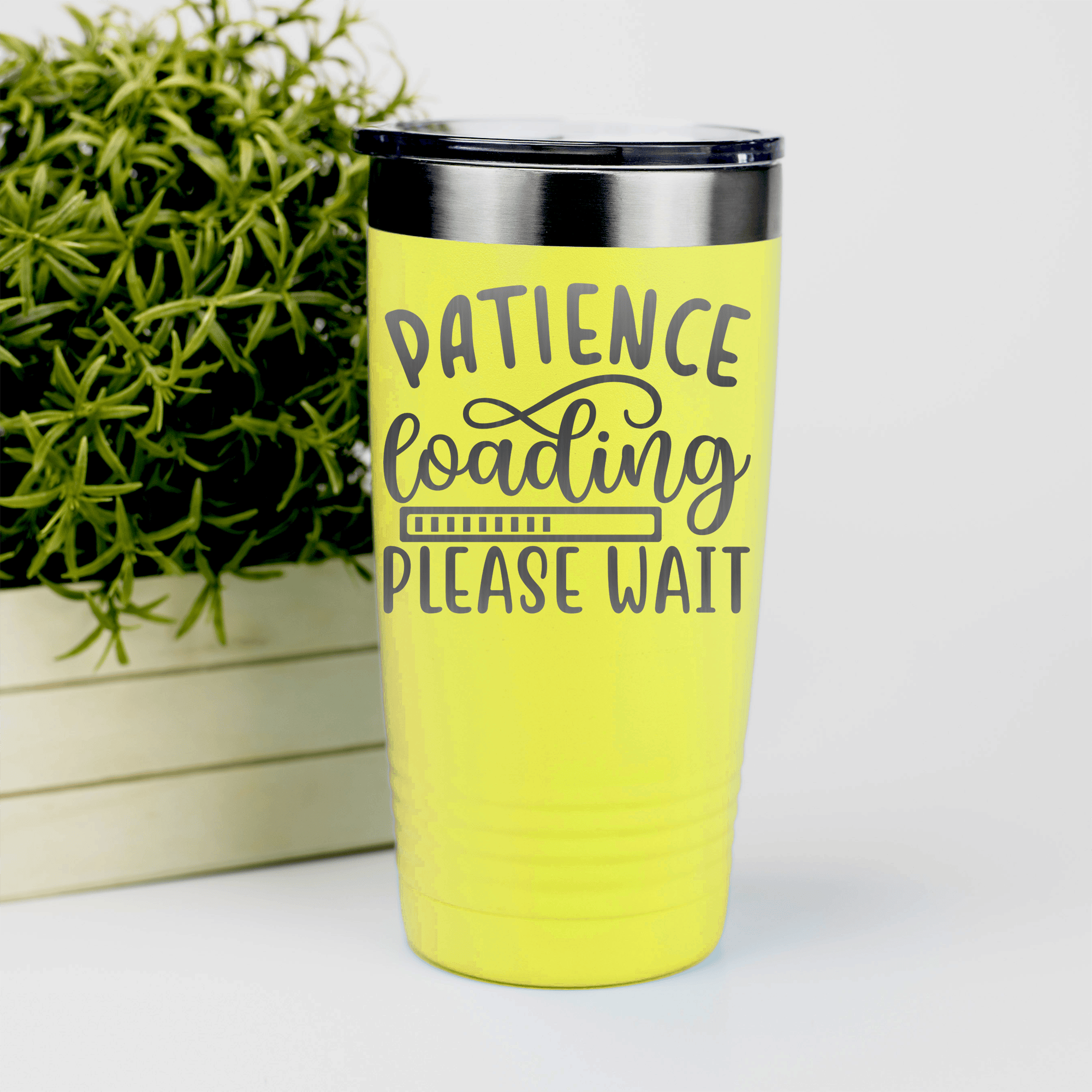 Yellow funny tumbler Patience Is Loading