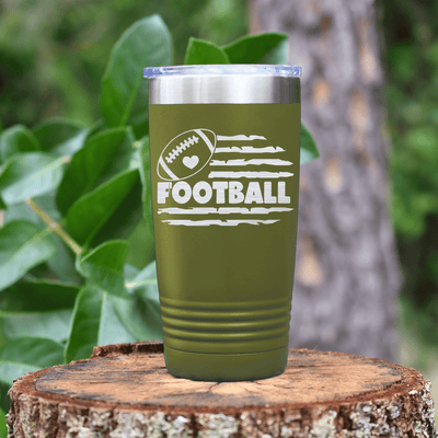 Military Green football tumbler Patriotic Pigskin pride