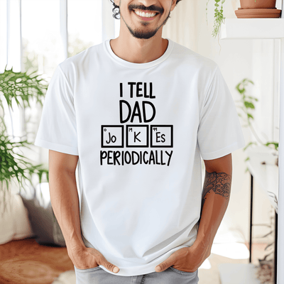 White Mens T-Shirt With Periodic Jokes Design