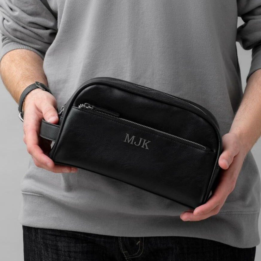 Men's Personalized Black Toiletry Bag
