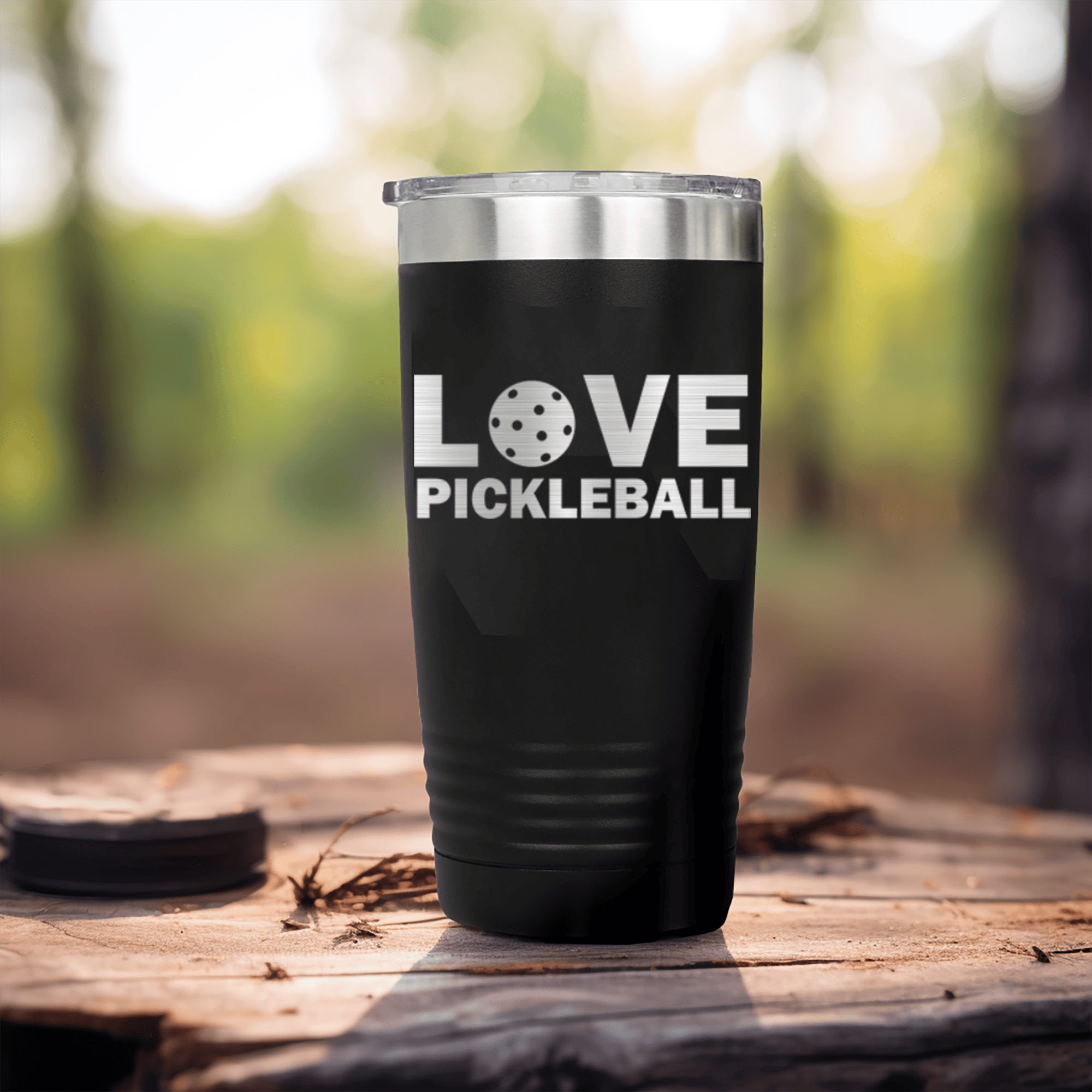 Black pickelball tumbler Pickleball Love