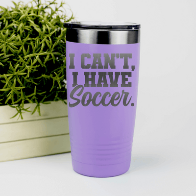 Light Purple soccer tumbler Priorities Soccer First