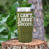 Military Green soccer tumbler Priorities Soccer First