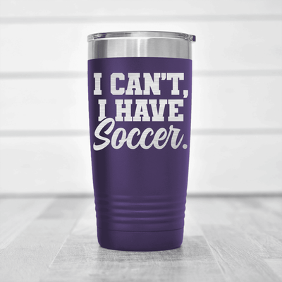 Purple soccer tumbler Priorities Soccer First