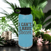 Light Blue Soccer Water Bottle With Priorities Soccer First Design