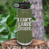 Military Green Soccer Water Bottle With Priorities Soccer First Design