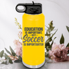 Yellow Soccer Water Bottle With Prioritizing Soccer Design