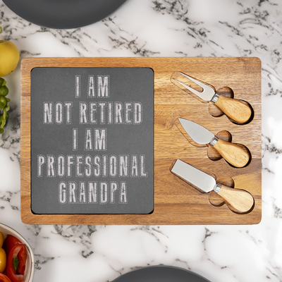Professional Grandpa For Life Wood Slate Serving Tray