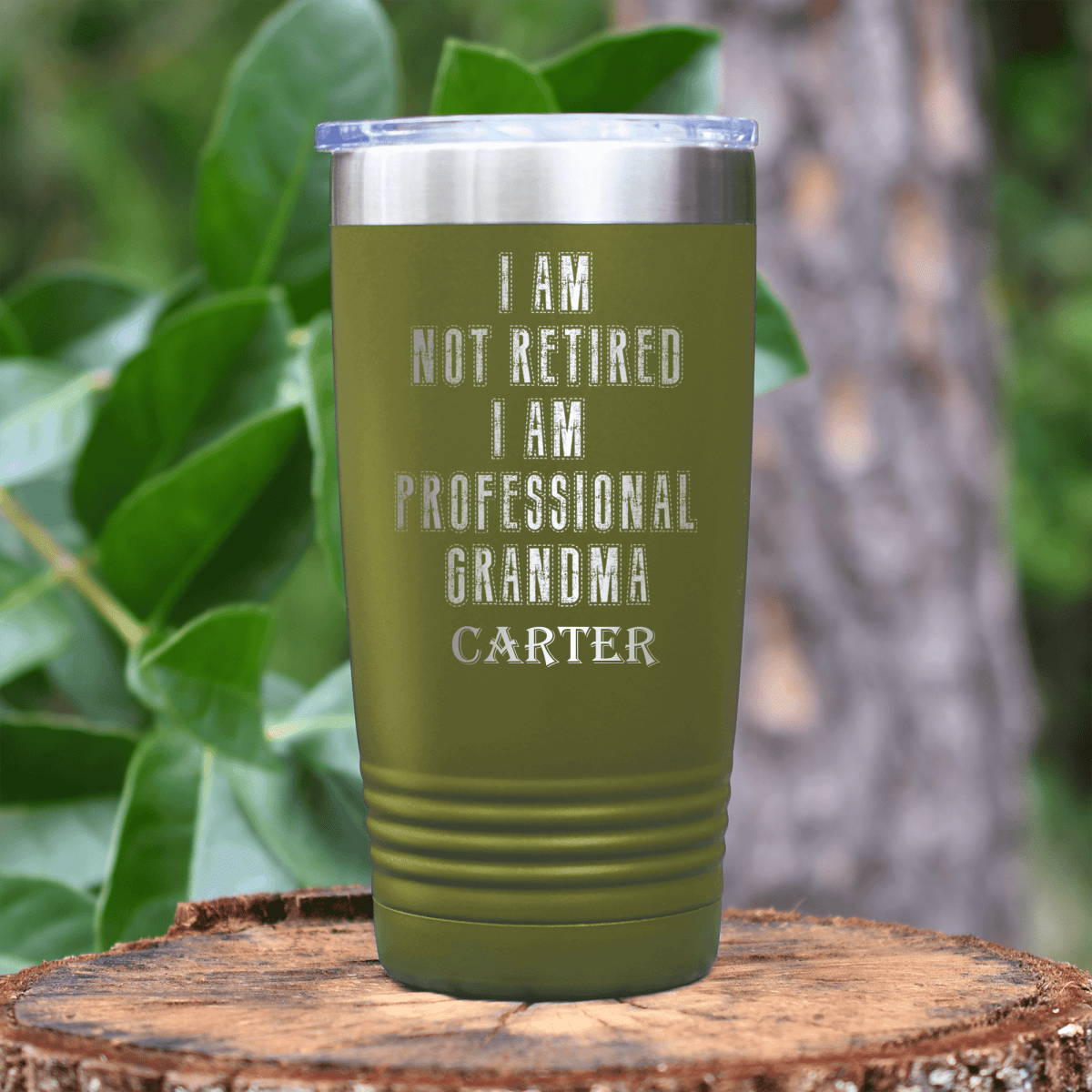 Military Green Retirement Tumbler With Professional Grandpa For Life Design