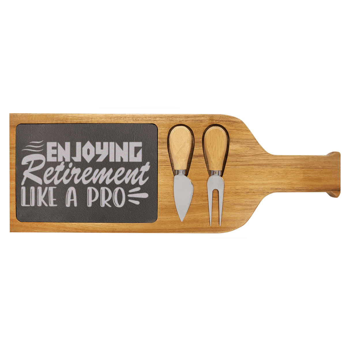 Unique Personalized Professional Retiree Wood Slate Serving Tray With Handle Customized Retirement Small Serving Boards Gifts for Men by Groovy Guy