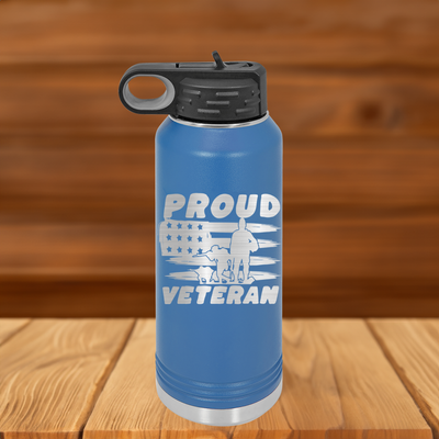 Proud Veteran Flag Water Bottle