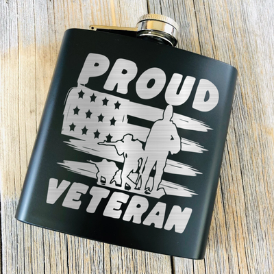 Proud Veteran Flag Flask