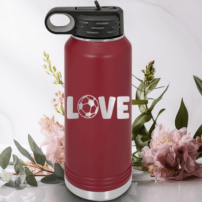 Maroon Soccer Water Bottle With Pure Passion For The Pitch Design
