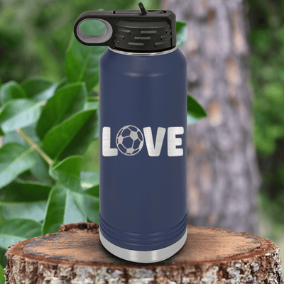 Navy Soccer Water Bottle With Pure Passion For The Pitch Design