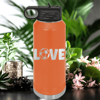 Orange Soccer Water Bottle With Pure Passion For The Pitch Design