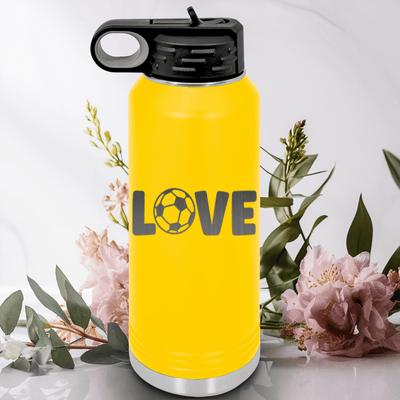 Yellow Soccer Water Bottle With Pure Passion For The Pitch Design