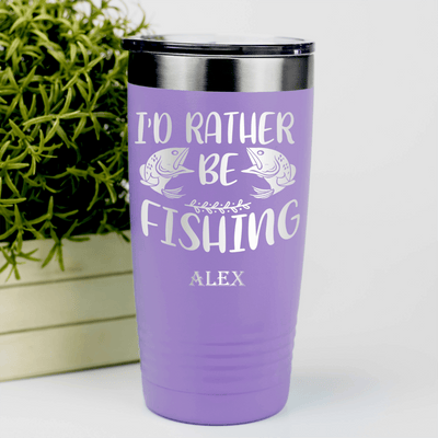 Light Purple Fishing Tumbler With Rather Be Fishin Design