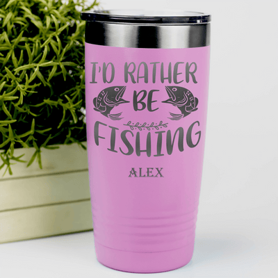Pink Fishing Tumbler With Rather Be Fishin Design