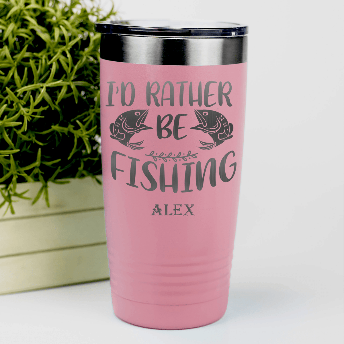 Salmon Fishing Tumbler With Rather Be Fishin Design