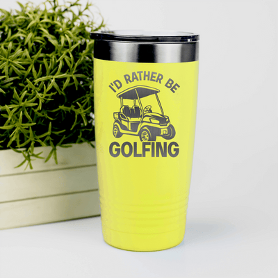 Yellow golf tumbler Rather Be Golfin