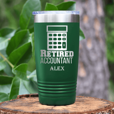Green Retirement Tumbler With Retired Accountant Design