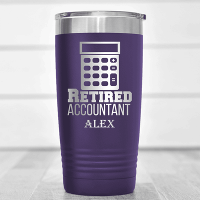 Purple Retirement Tumbler With Retired Accountant Design