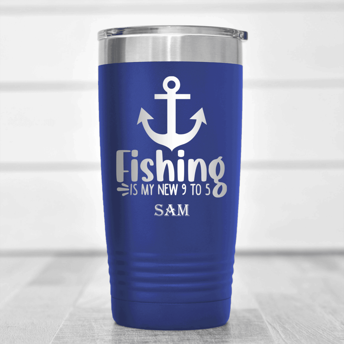 Blue Retirement Tumbler With Retired And Gone Fishing Design