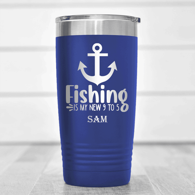 Blue Retirement Tumbler With Retired And Gone Fishing Design