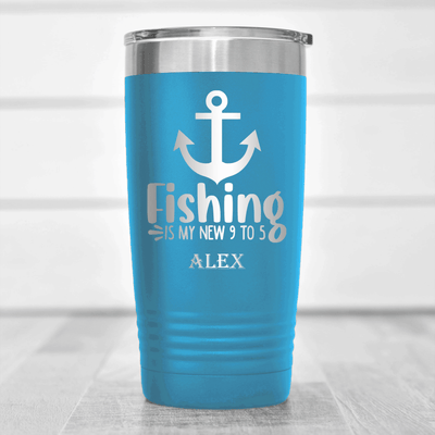 Light Blue Retirement Tumbler With Retired And Gone Fishing Design
